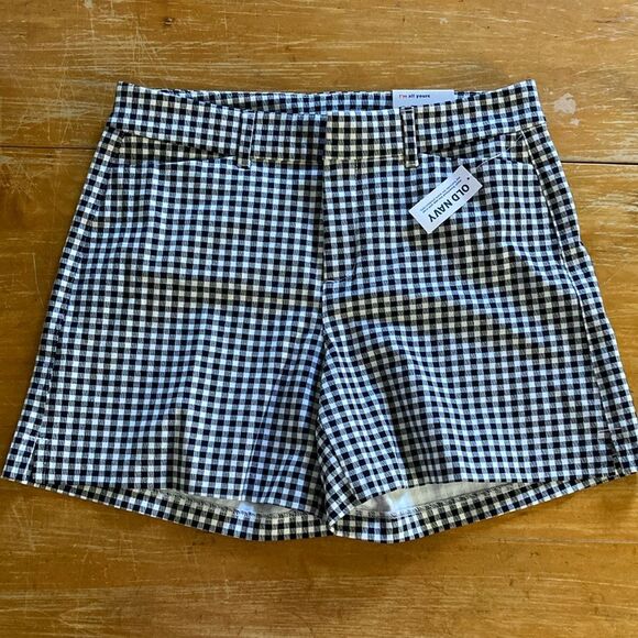 Old Navy New Women's Black Gingham High Rise Pixie Shorts Size 6 - Picture 1 of 10